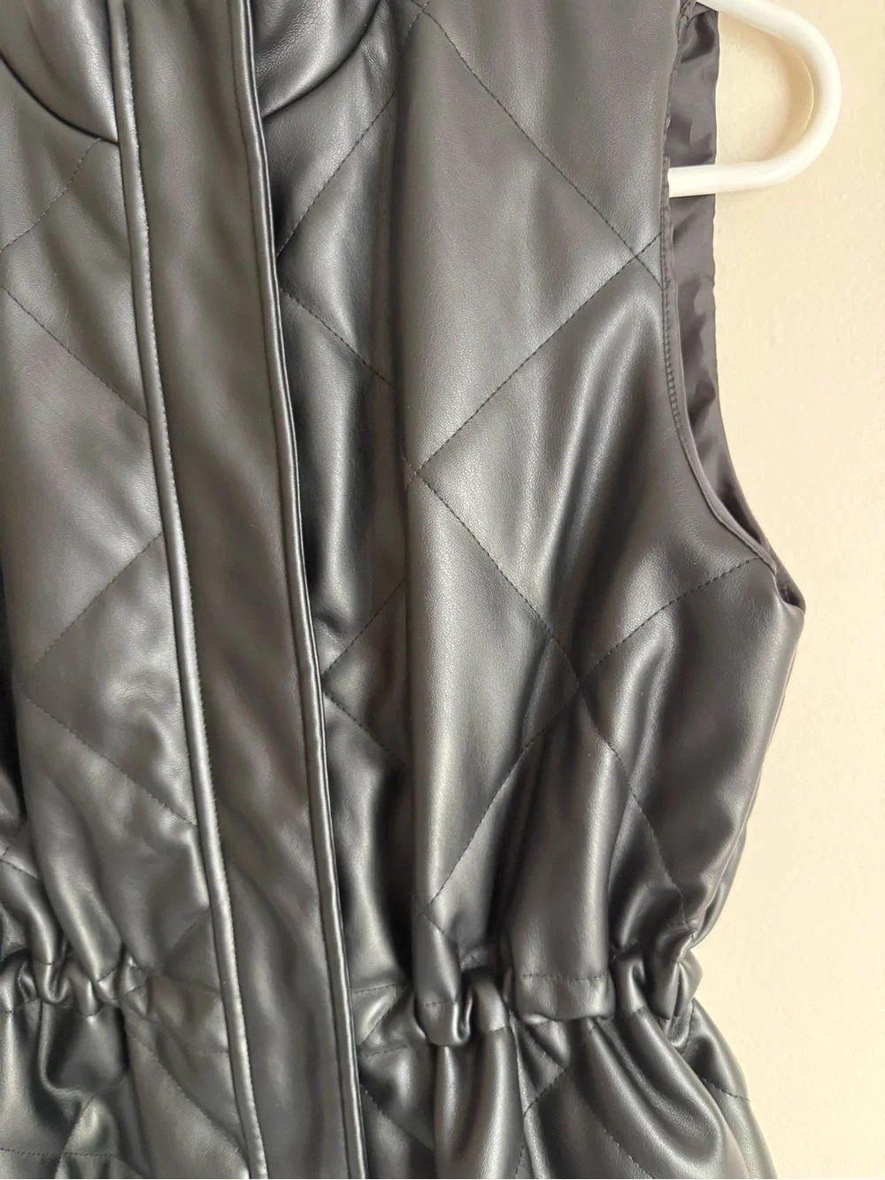 Maurices Black Quilted Faux Leather Sleeveless Vest